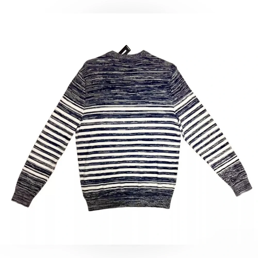 Express Men’s Long Sleeve Button-Down Top Navy Blue and White Striped New